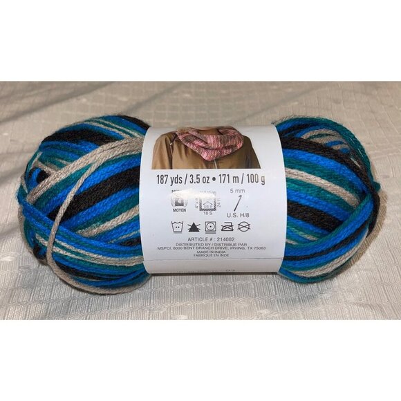 1 Skein Discontinued Loops & Threads Impeccable Ombré Aran Wt. Tropical Storm - Picture 2 of 5